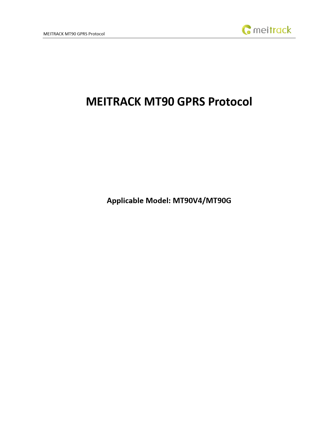 First page of [PDF] MEITRACK MT90 GPRS Protocol - uvivion.com