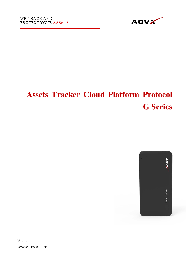First page of Assets Tracker Cloud Platform Protocol G Series