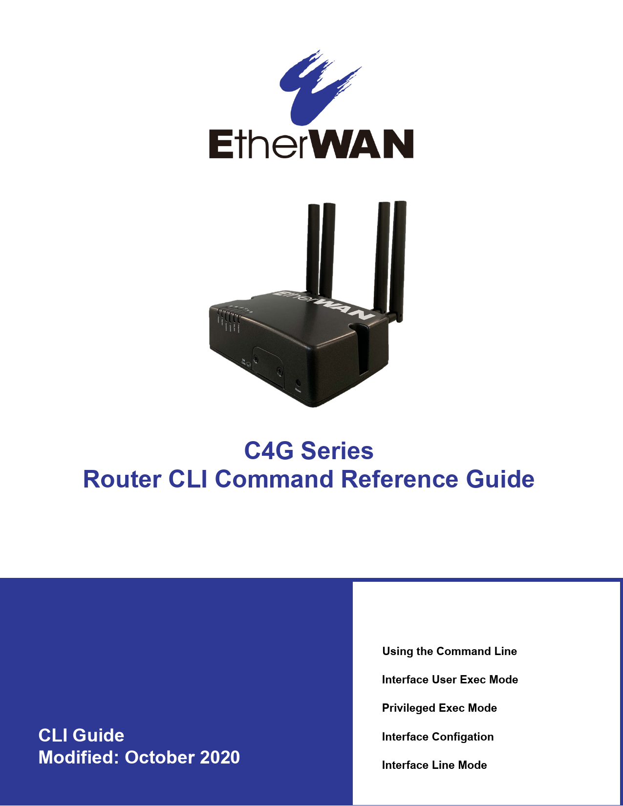 First page of C4G Series Router CLI Command Reference Guide