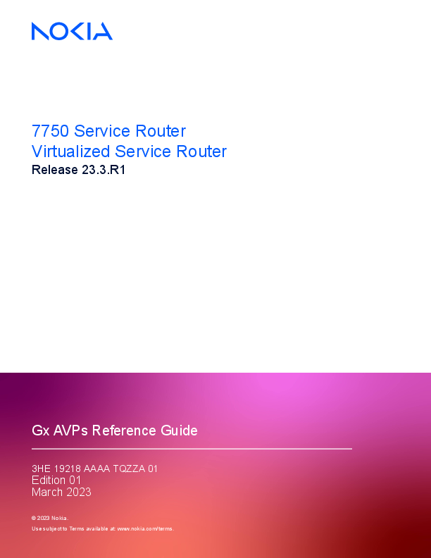 First page of [PDF] Gx AVPs Reference Guide - Nokia Documentation Center