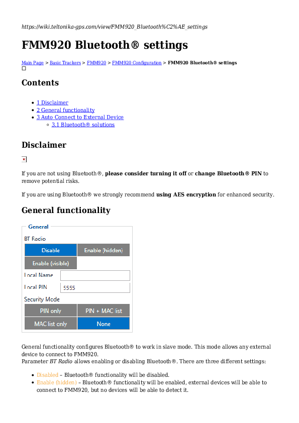 First page of FMM920 Bluetooth� settings.pdf