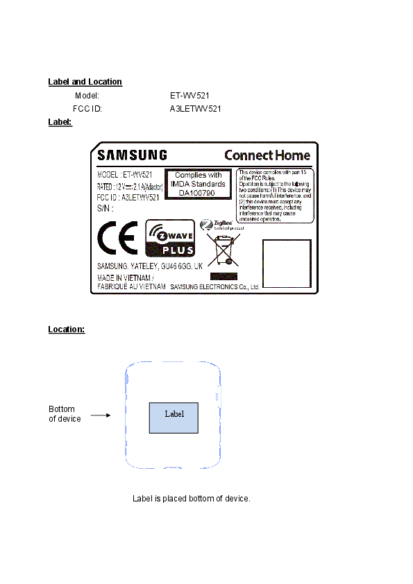 ETWV521 Indoor Access Point Label Diagram [ET-WV521] Label and location ...