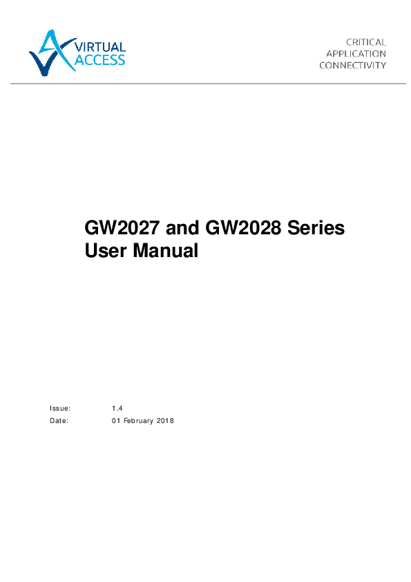 First page of User guide, GW2028-series