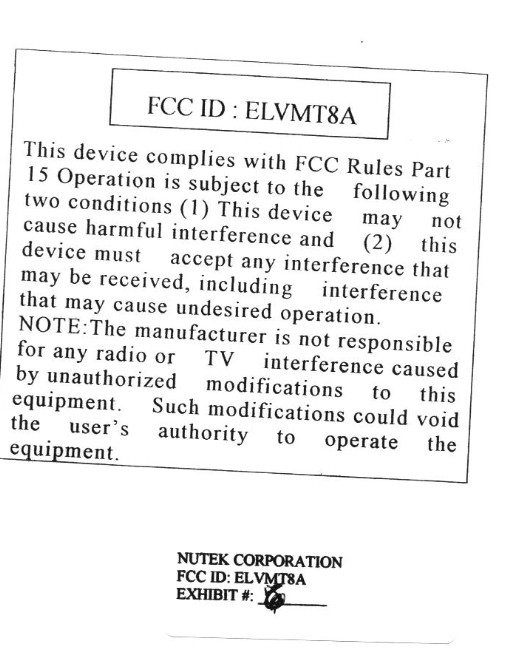 FCC ID LABEL SAMPLE