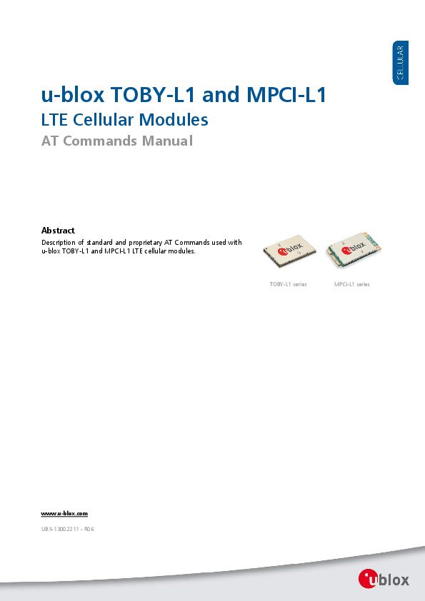 First page of TOBY-L1-MPCI-L1_ATCommandsManual_(UBX-13002211).pdf