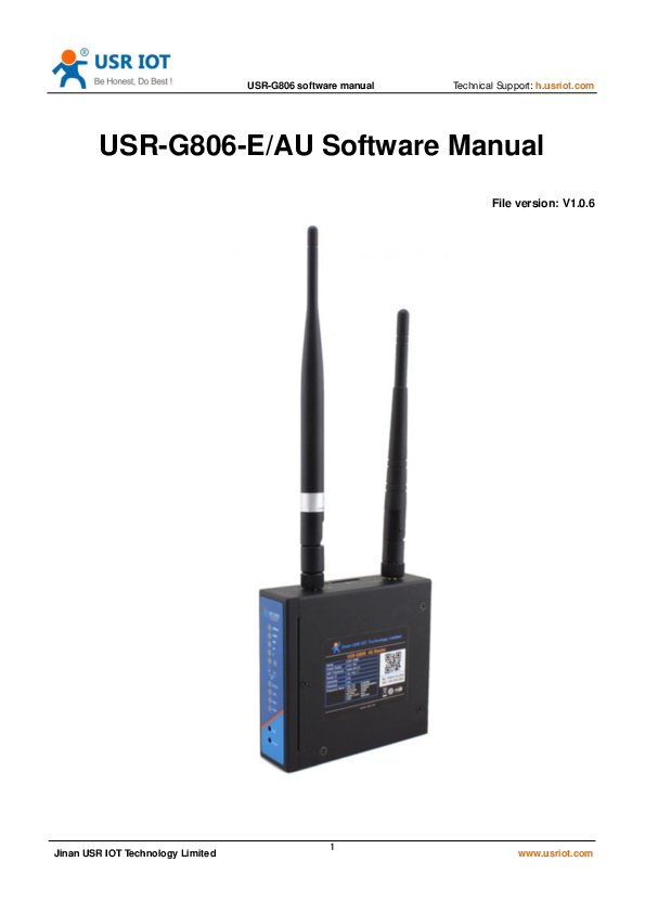 First page of USR-G806-E/AU Software Manual - pusr.com