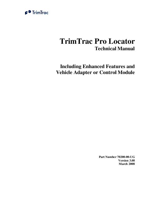 First page of TrimTrac Pro Locator
