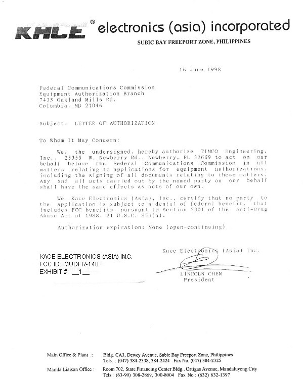 POWER OF ATTORNEY LETTER