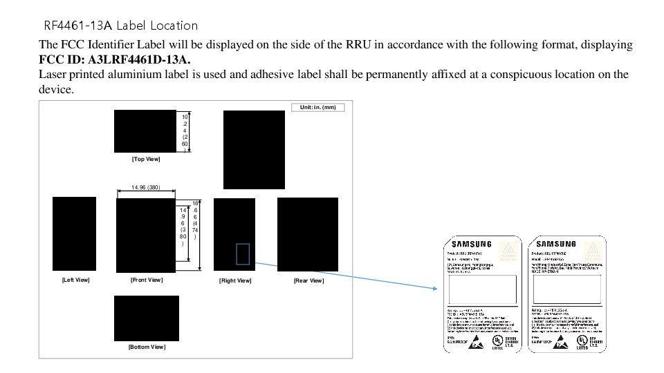 RF4461D13A RRU(RF4461d) Label Diagram Samsung Electronics Co