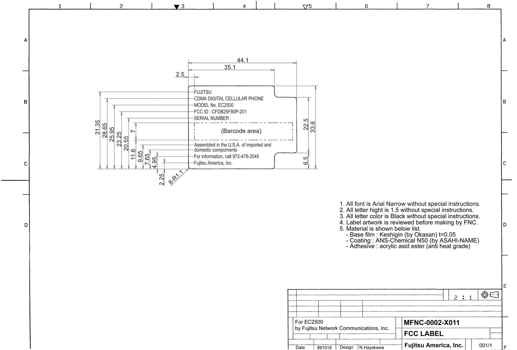 Label Format Drawing