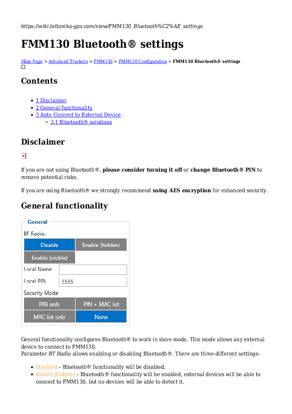 First page of FMM130 Bluetooth® settings.pdf
