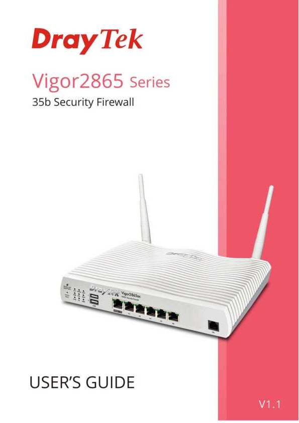 First page of Vigor2865 Series 35b Security Firewall User's Guide