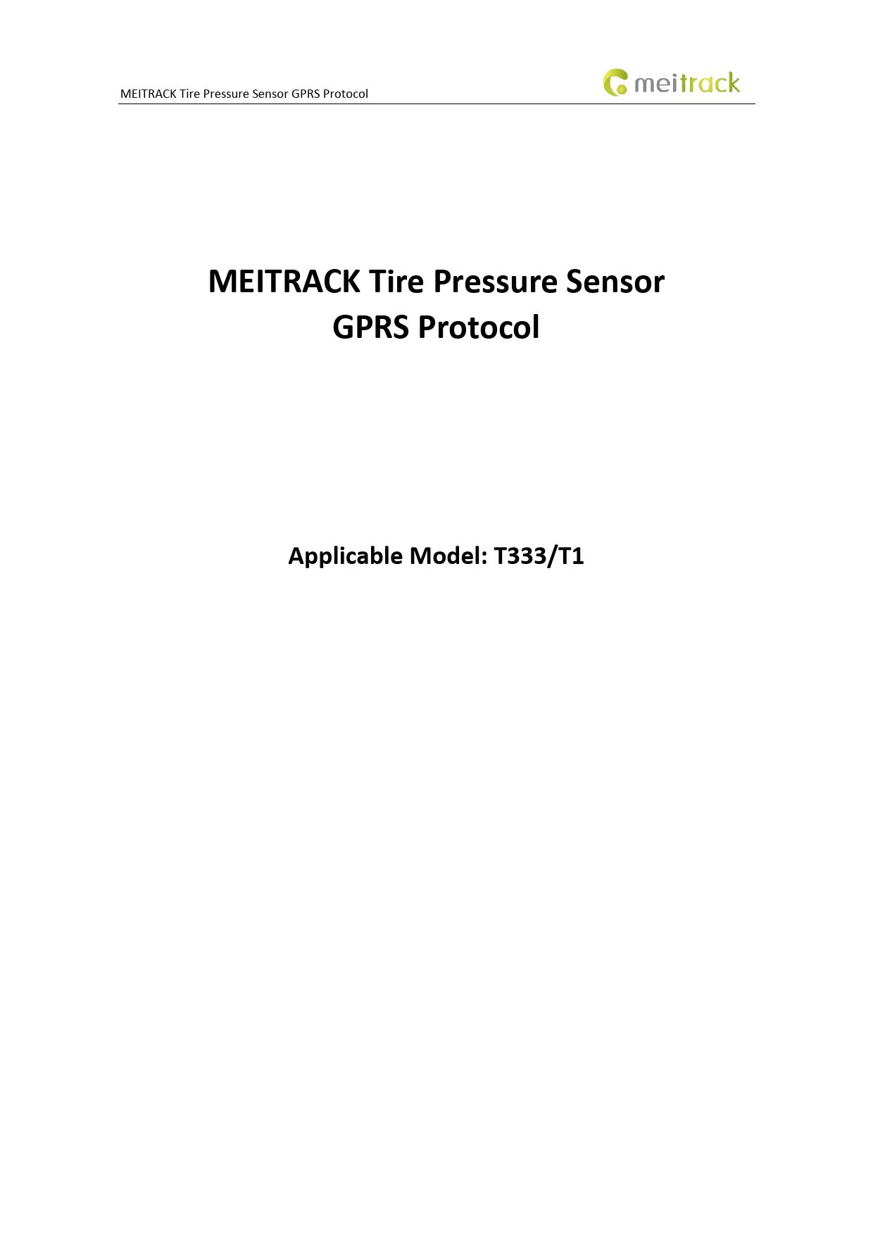 First page of MEITRACK Tire Pressure Sensor GPRS Protocol