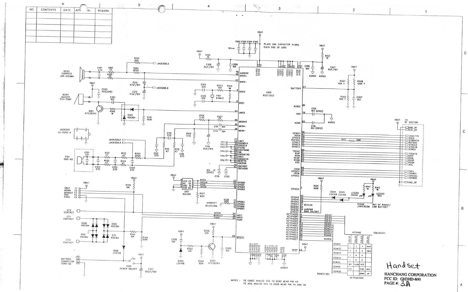 Handset Schematic
