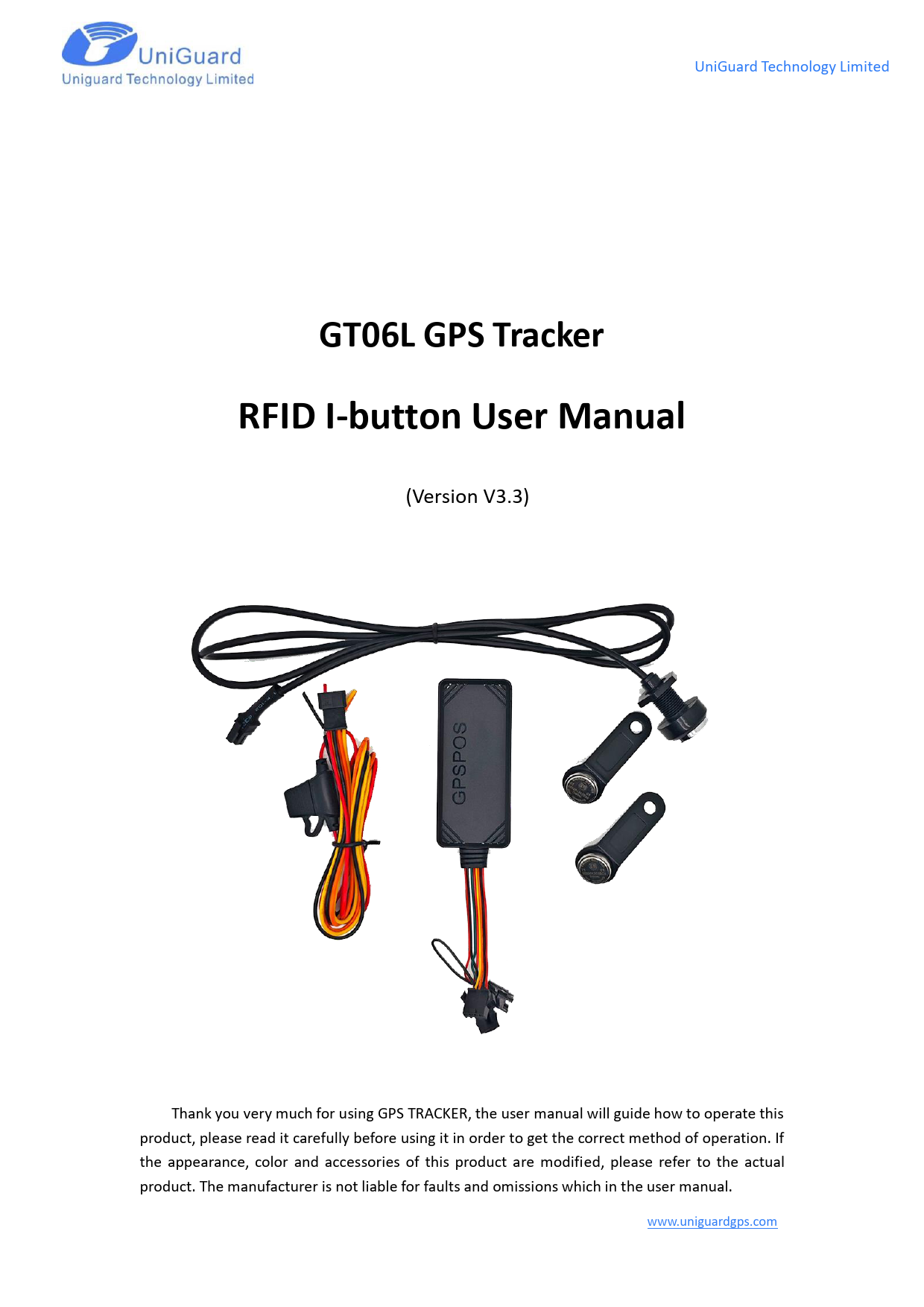 First page of GT06L 4G GPS Tracker User Manual iButton