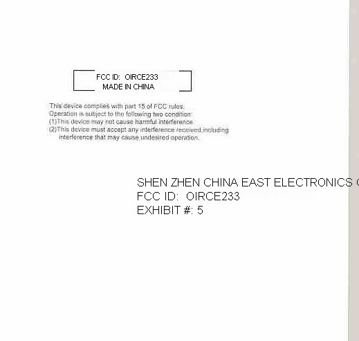 LOCATION OF FCC ID LABEL