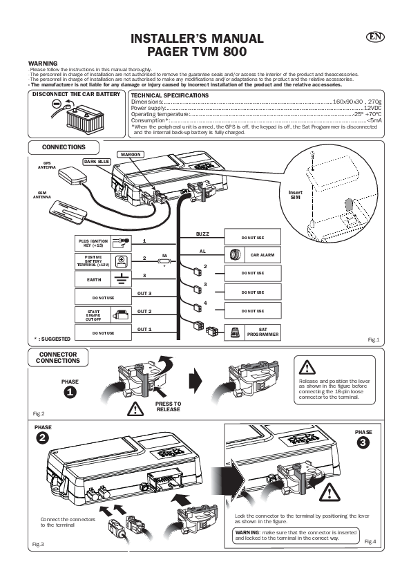 First page of <b>INSTALLER’S MANUAL PAGER TVM</b> 800 - Ampire