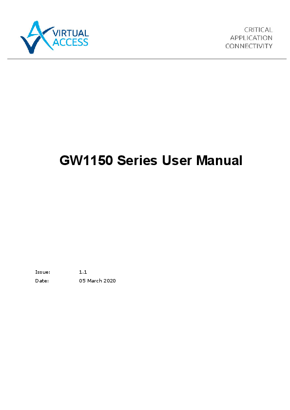 First page of GW1150 Series User Manual