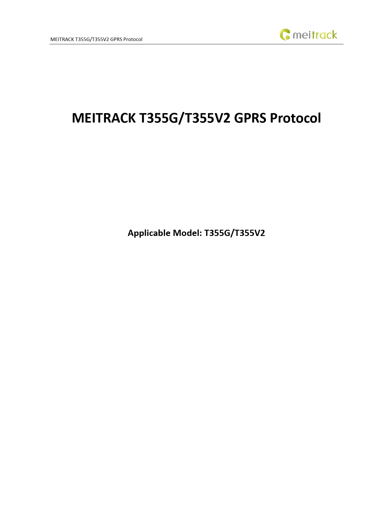 First page of MEITRACK T355G/T355V2 GPRS Protocol