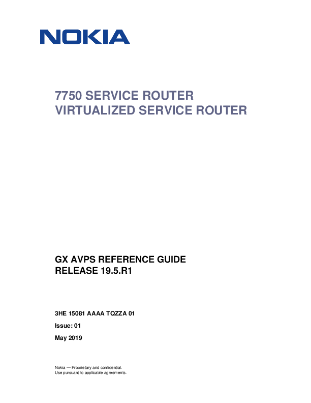 First page of Gx AVPs Reference Guide 19.5.R1