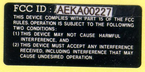 FCC ID label sample