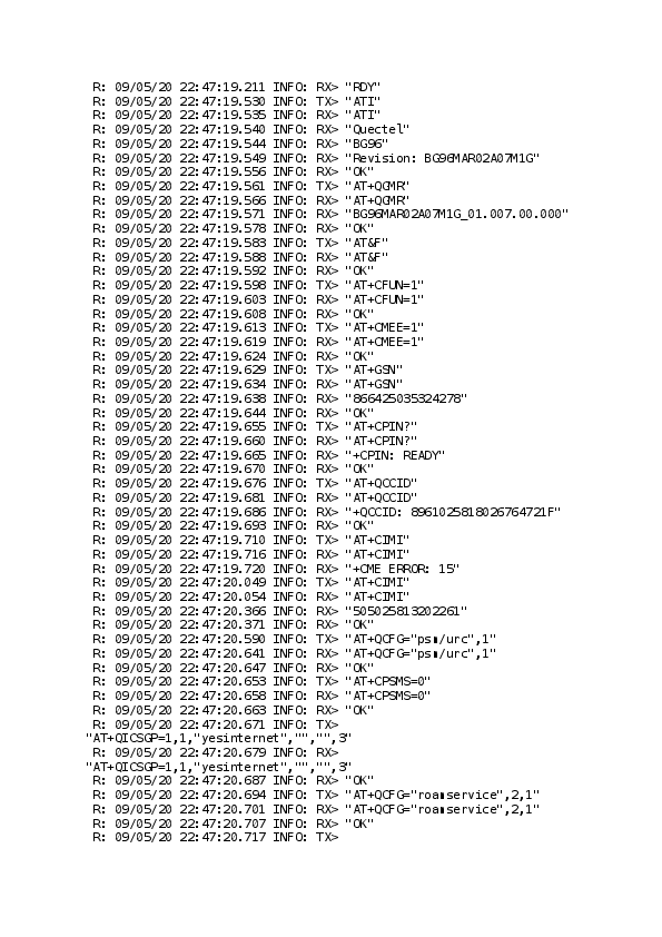 First page of R: 09/05/20 22:47:19.211 INFO: RX> "RDY" R: 09/05/20 22:47:19.530 INFO: TX>  "ATI" R: 09/05/20 22:47:19
