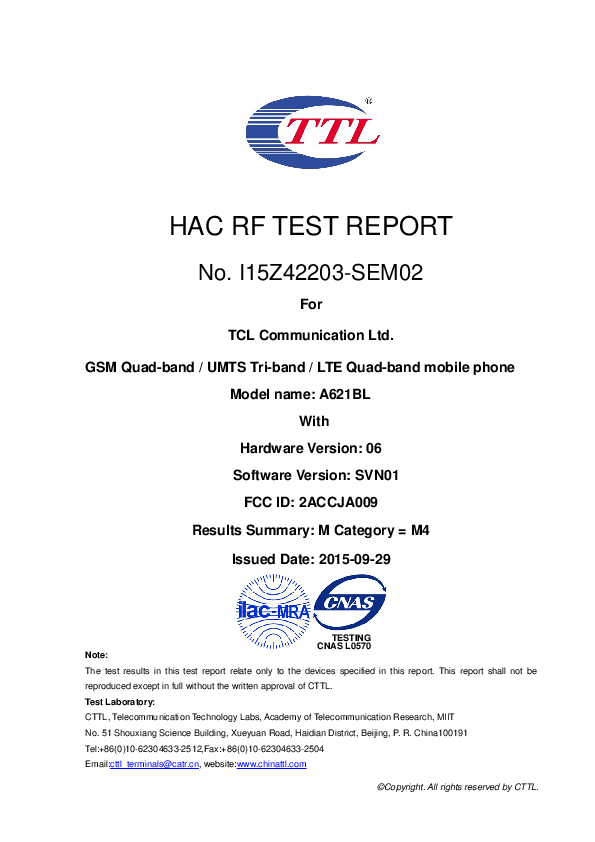 First page of I15Z42203-SEM02_HAC_Rev0