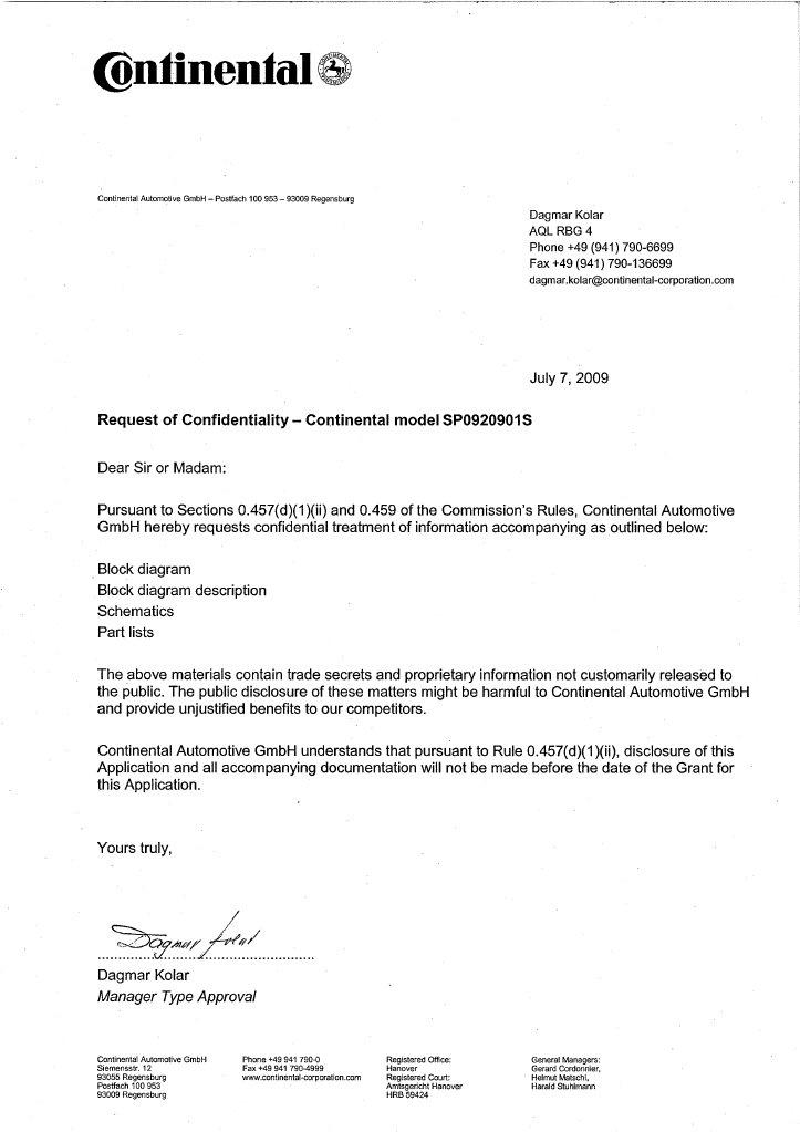 Request for Confidentiality