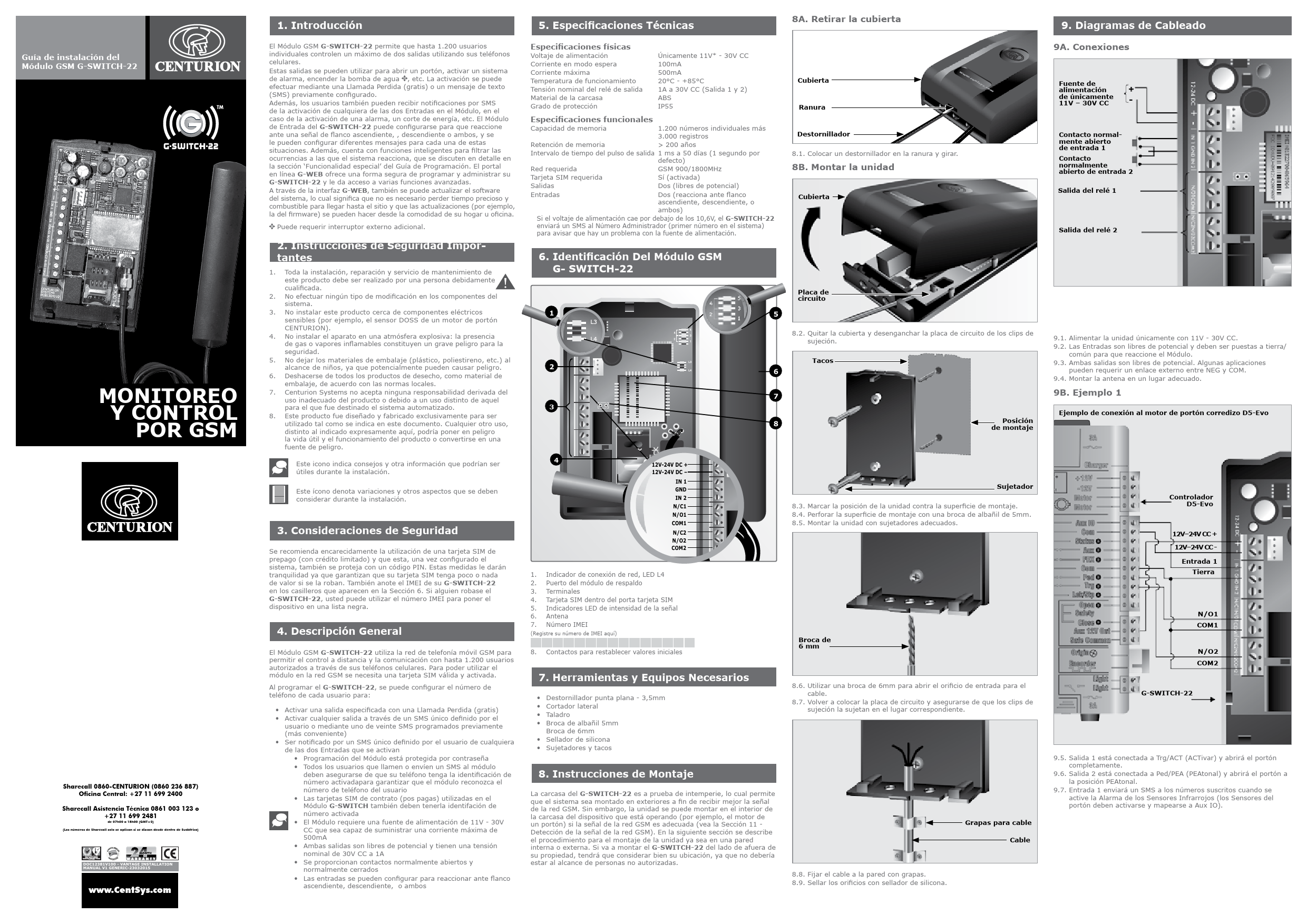 First page of [PDF] MONITOREO Y CONTROL POR GSM - Centurion Systems