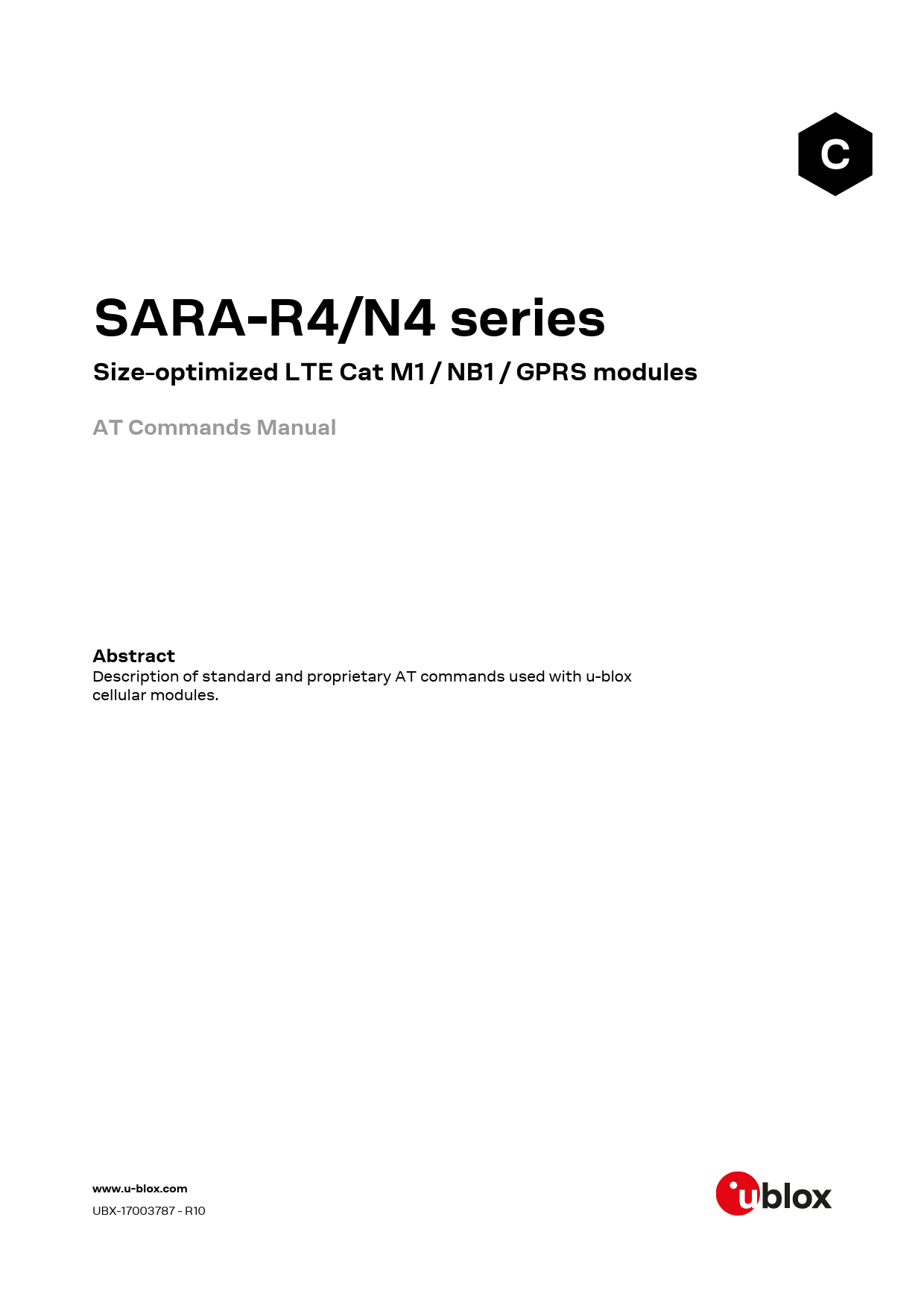 First page of SARA-R4 / SARA-N4 series AT Commands Manual