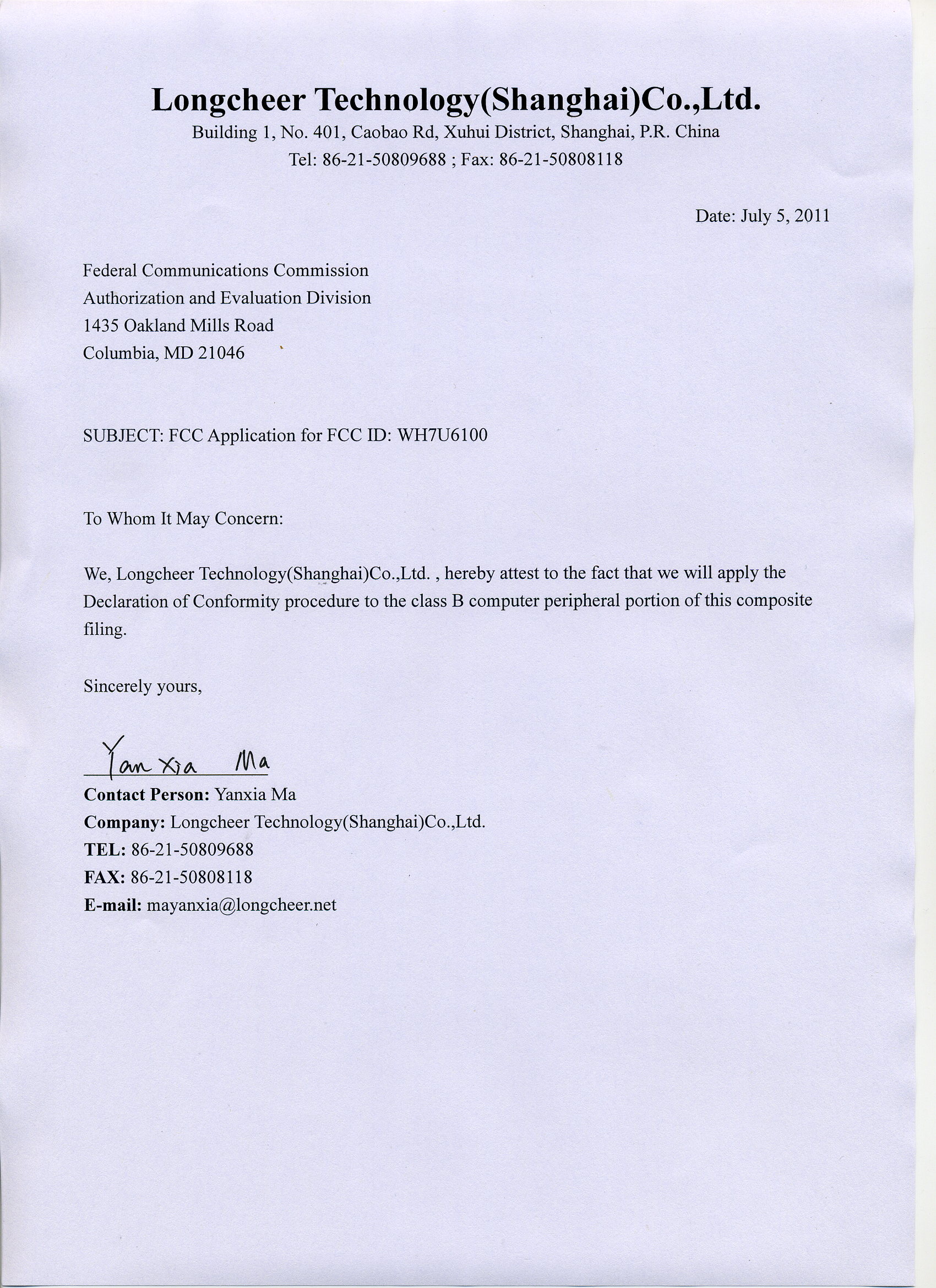 DOC letter