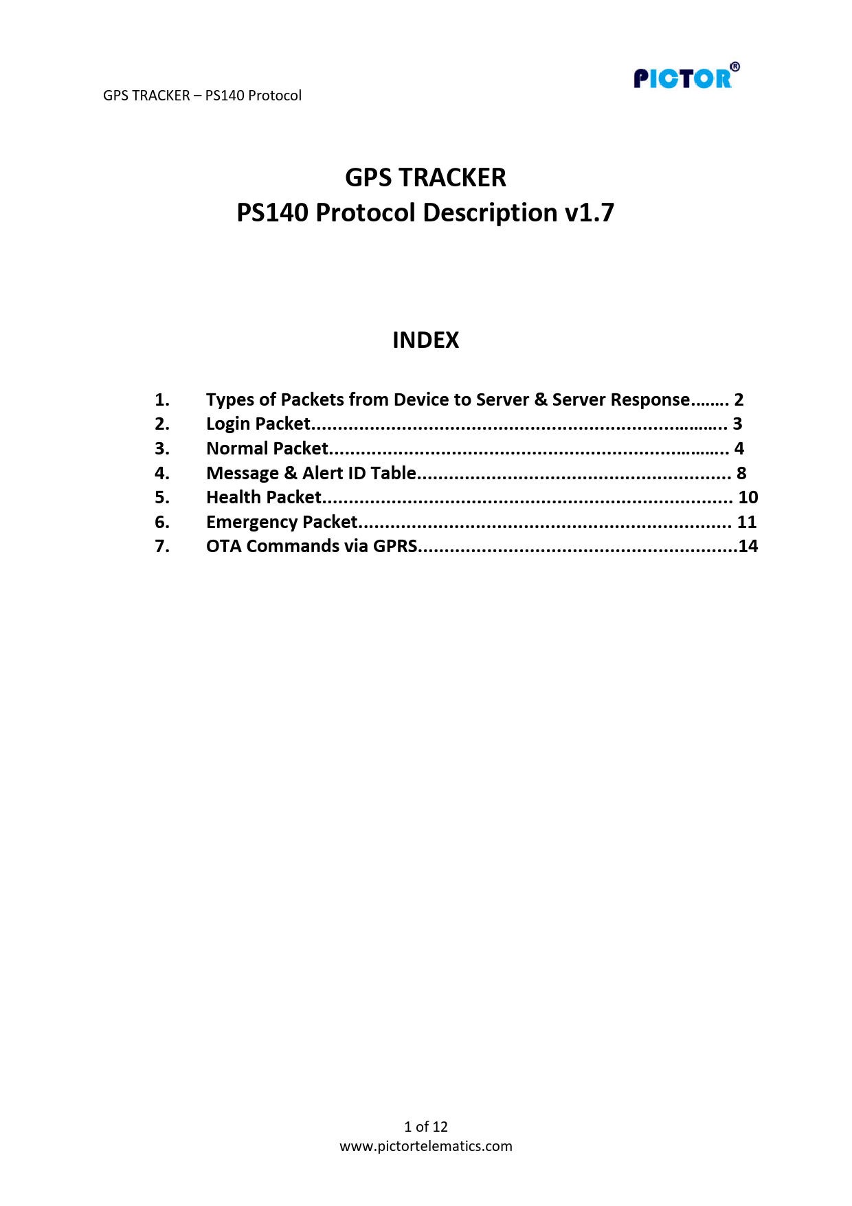 First page of Protocol