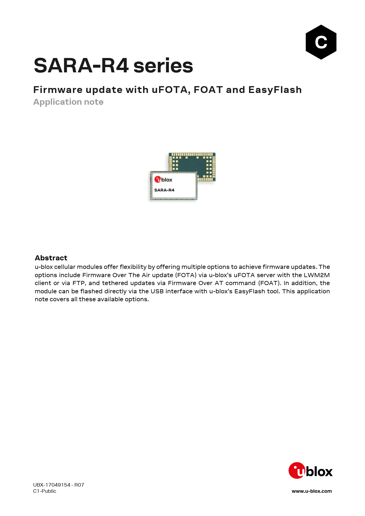 First page of SARA-R4 / N4 series - U-blox
