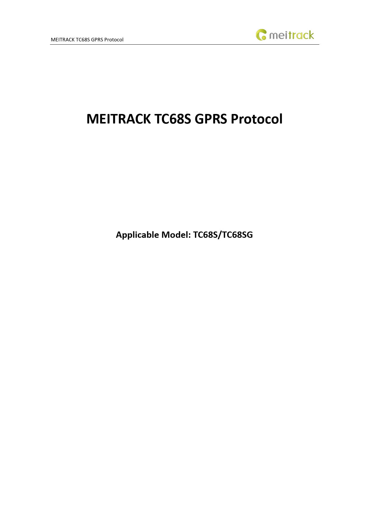 First page of PDF MEITRACK TC68S GPRS Protocol