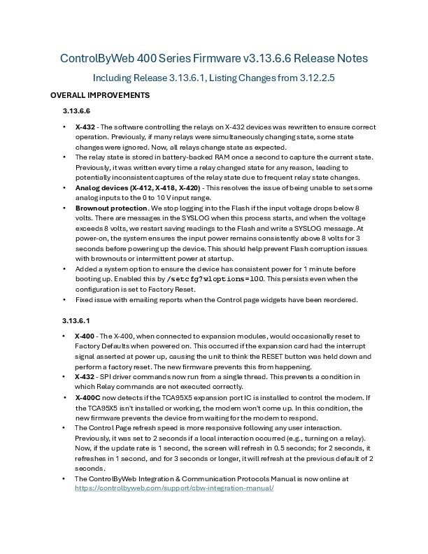 First page of 400-series-3.13.6.6-patch-notes.pdf