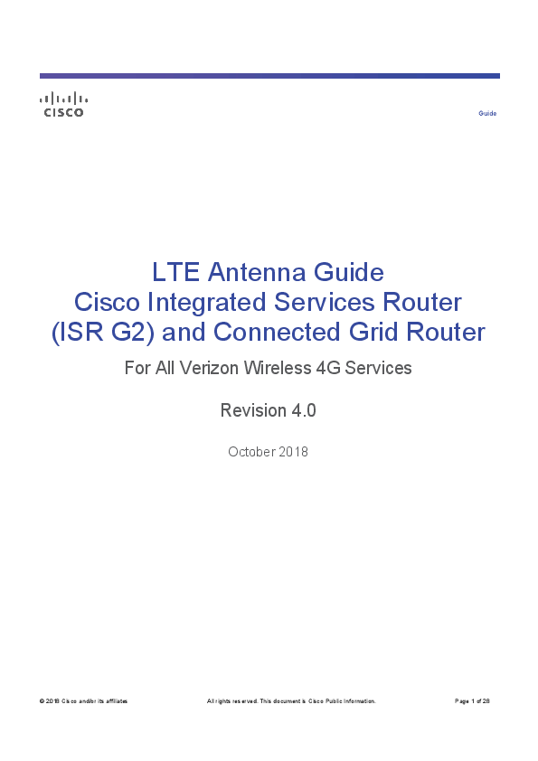 First page of [PDF] LTE Antenna Guide Cisco Integrated Services Router (ISR G2) and ...