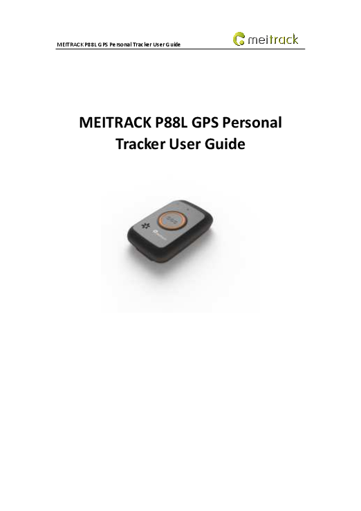 First page of MEITRACK P88L GPS Personal Tracker User ... | PDF MEITRACK P88L GPS Personal Tracker User Guide
