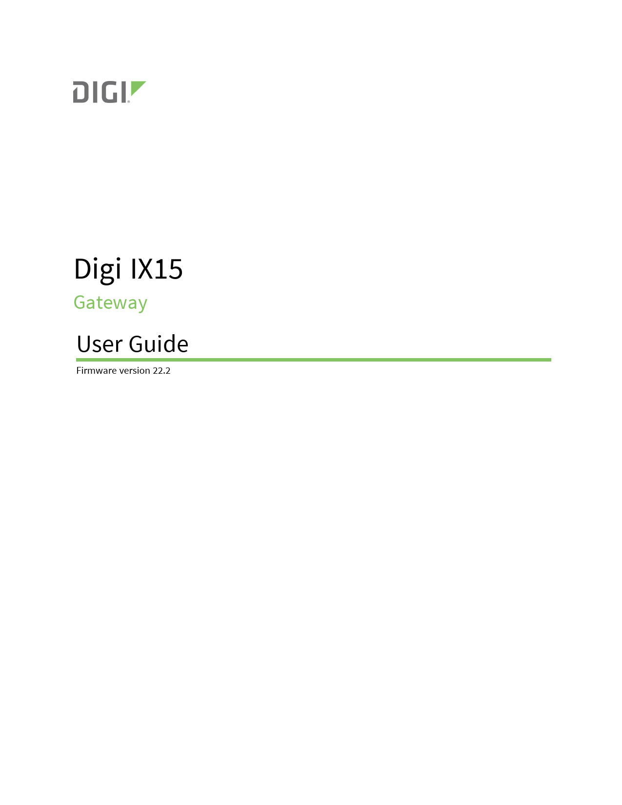First page of Digi IX15 Gateway User Guide