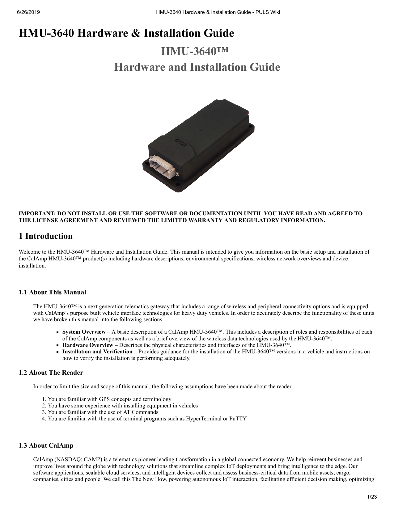 First page of HMU3640