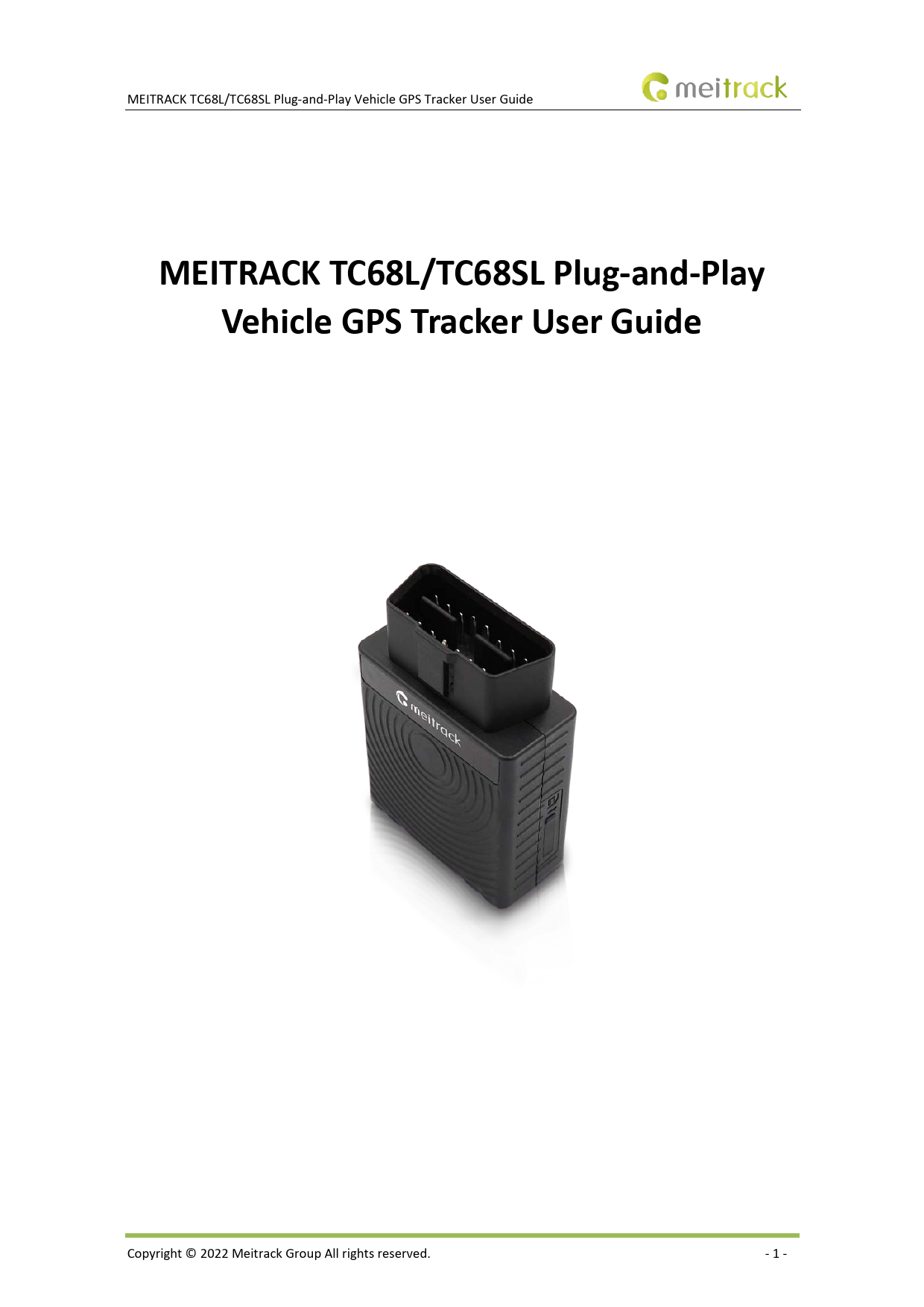 First page of MEITRACK TC68L/TC68SL Plug-and-Play Vehicle GPS Tracker User Guide