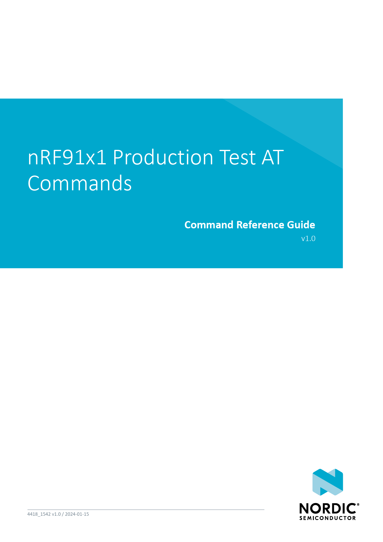 First page of nRF91x1 Production Test AT Commands