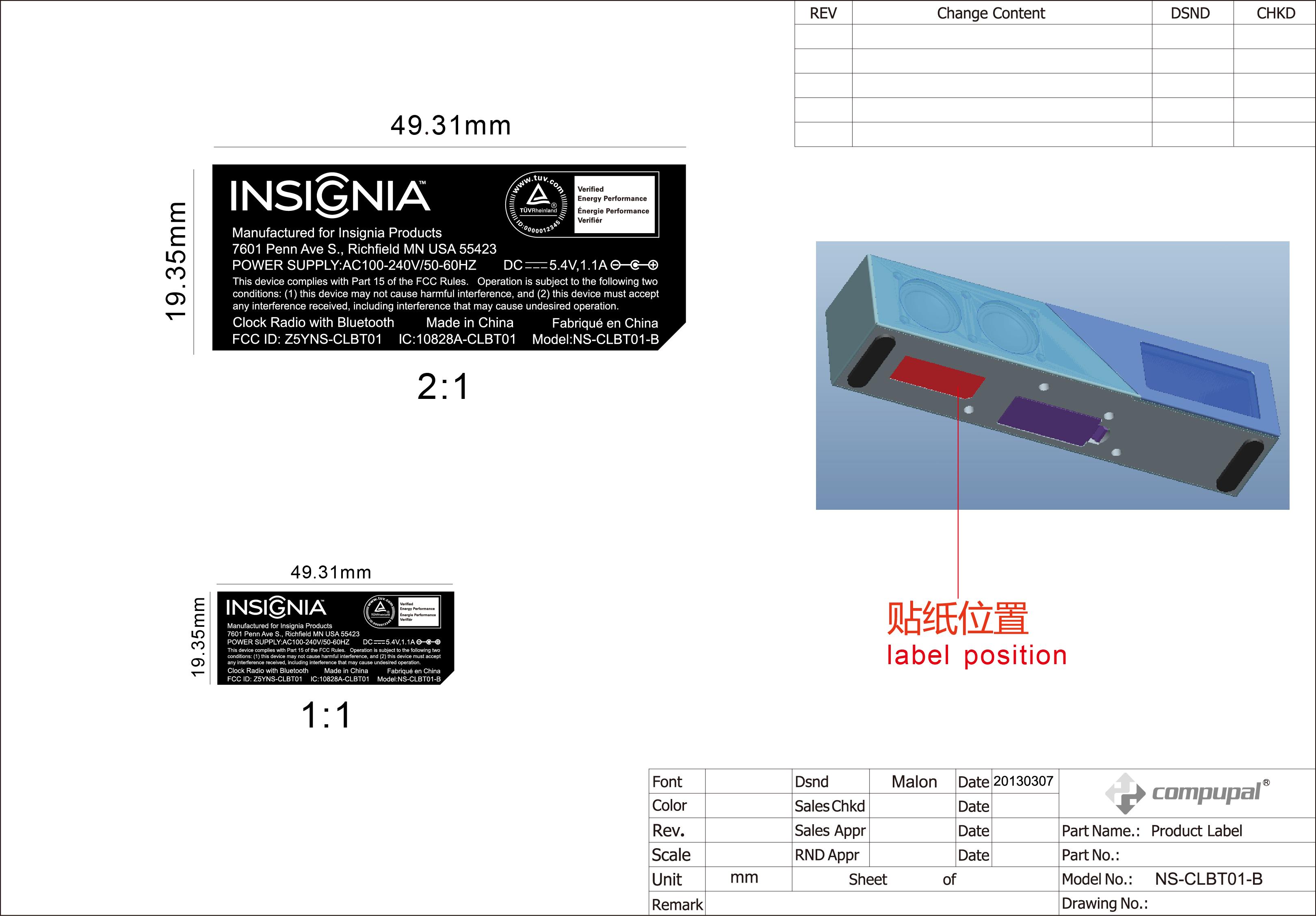 ID Label and Location_Model NS-CLBT01-B