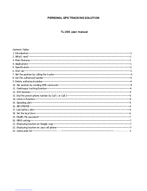First page of Download PDF User Manual