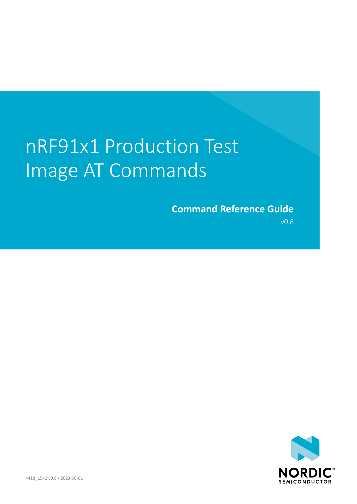 First page of nRF91x1 Production Test Image AT Commands