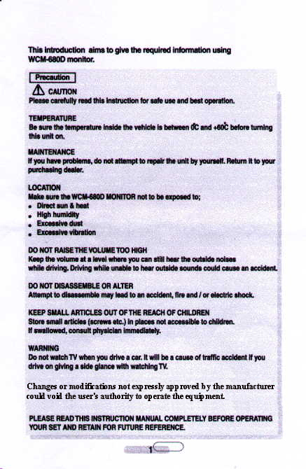USER MANUAL UPDATE