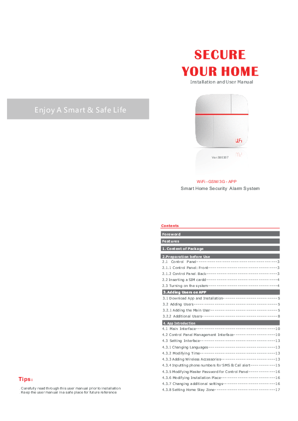 First page of Installation and User Manual - Electrosistemas