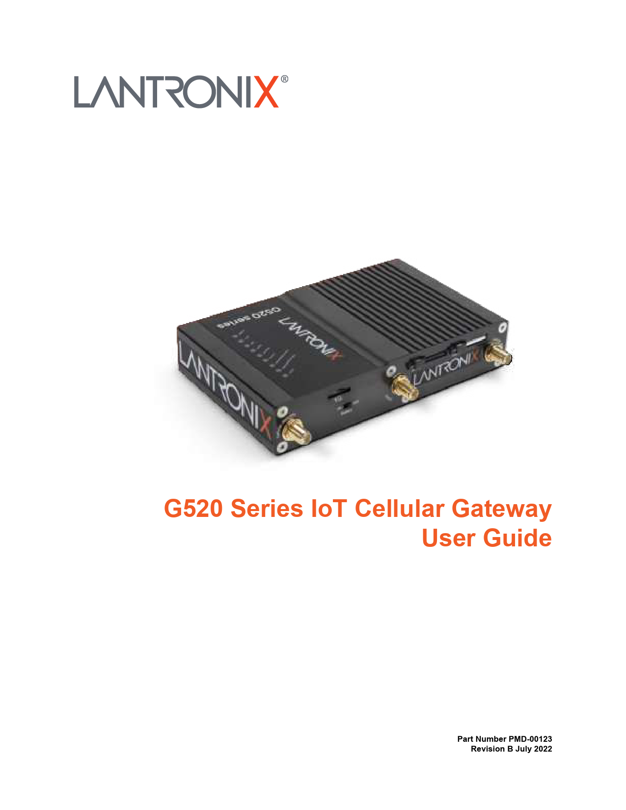 First page of G520 Series IoT Cellular Gateway User Guide - Lantronix