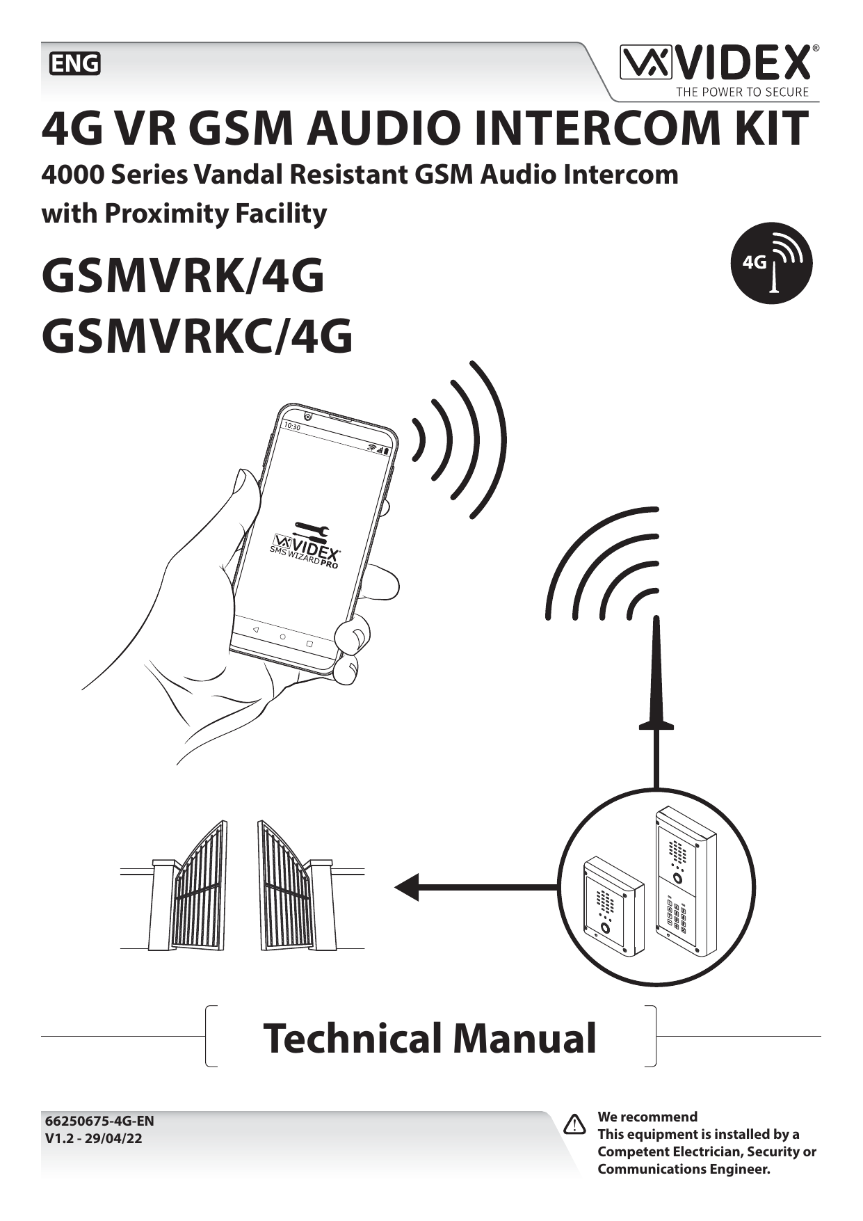 First page of Videx GSMVR4K Manual