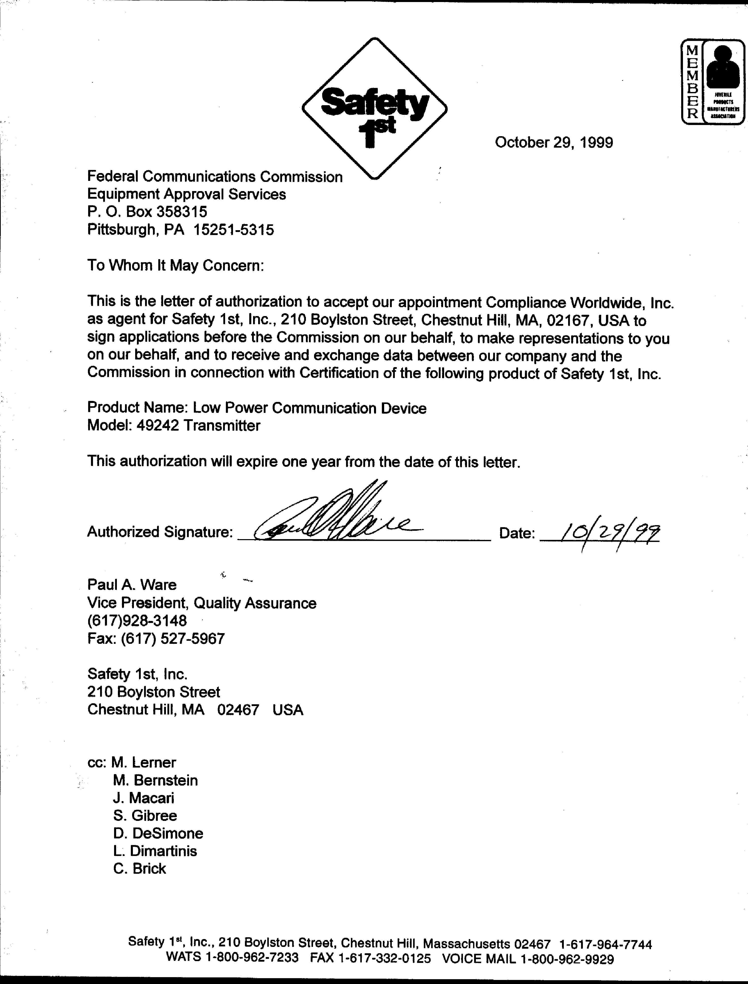 Drug Attestation Letter