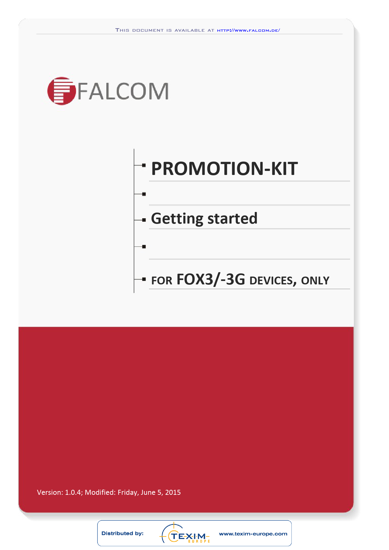 First page of FOX3/-3G PROMOTION-KIT